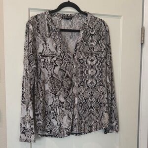 INC International Concepts Black and Gray Button Down Shirt